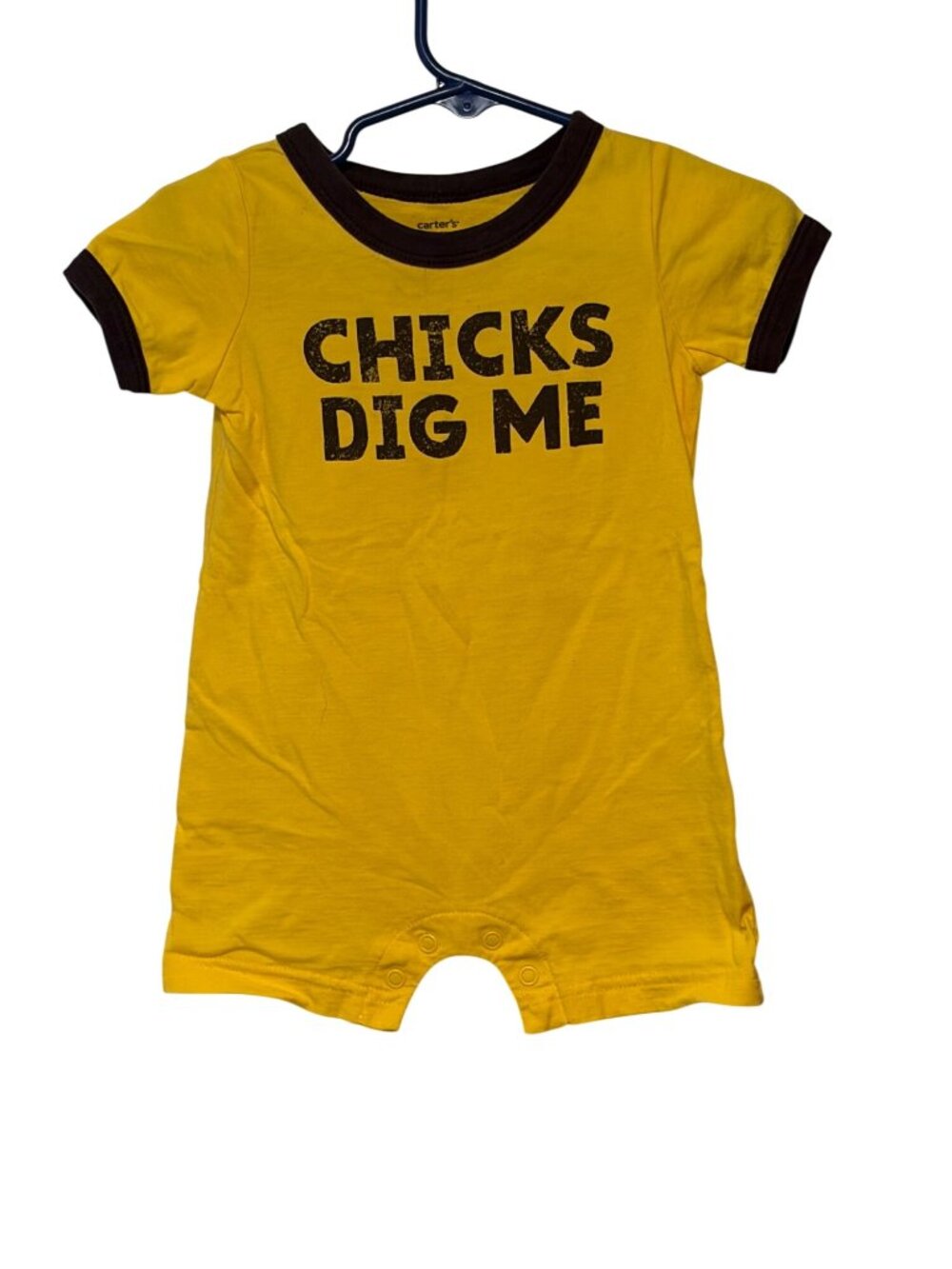 Carters Boys Infant Baby Size 6 Months Yellow Black Romper Shorts 1 piece bodysu